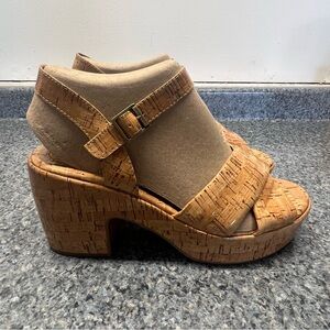 Korks by Kork-Ease Calda Sandals Platform Wedges Cork Brown | Women’s Size 10